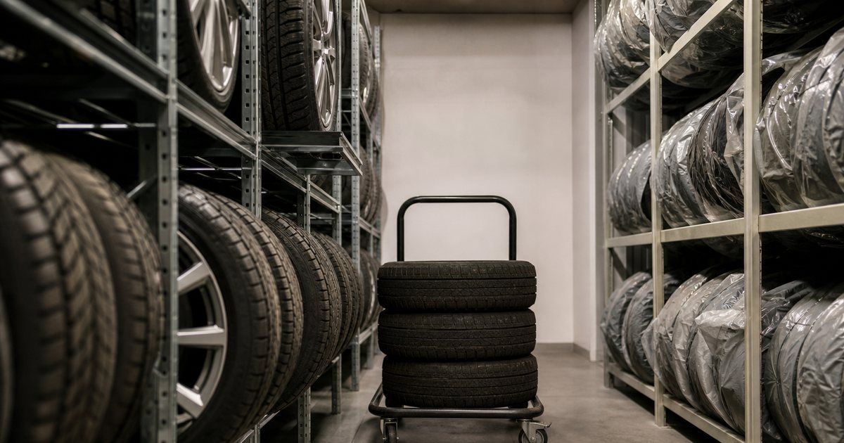 How do you store mounted winter wheel sets differently from bare tires?