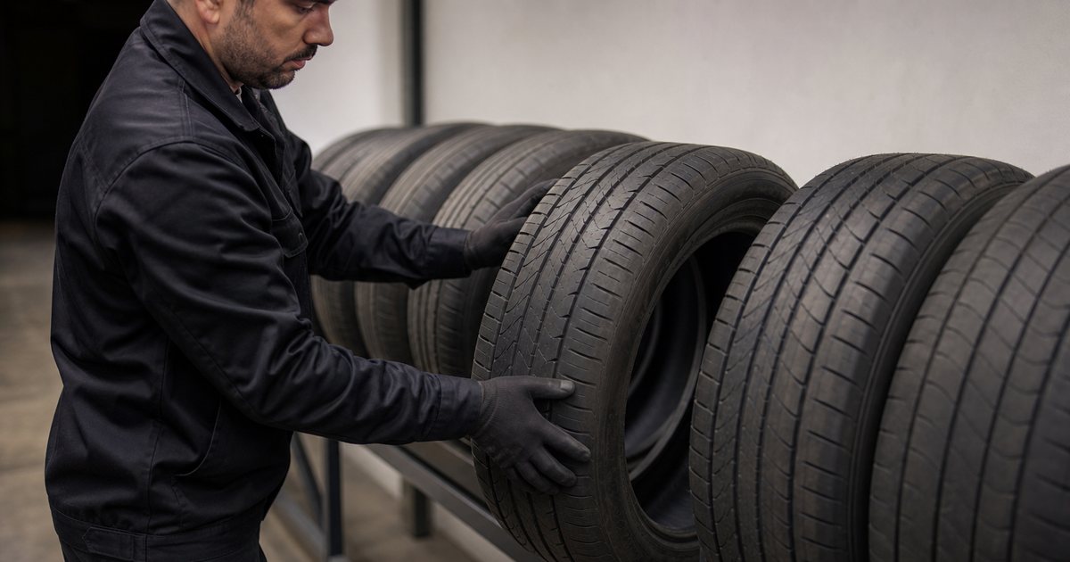 How do you keep stored customer tires from cracking or flat-spotting during storage?